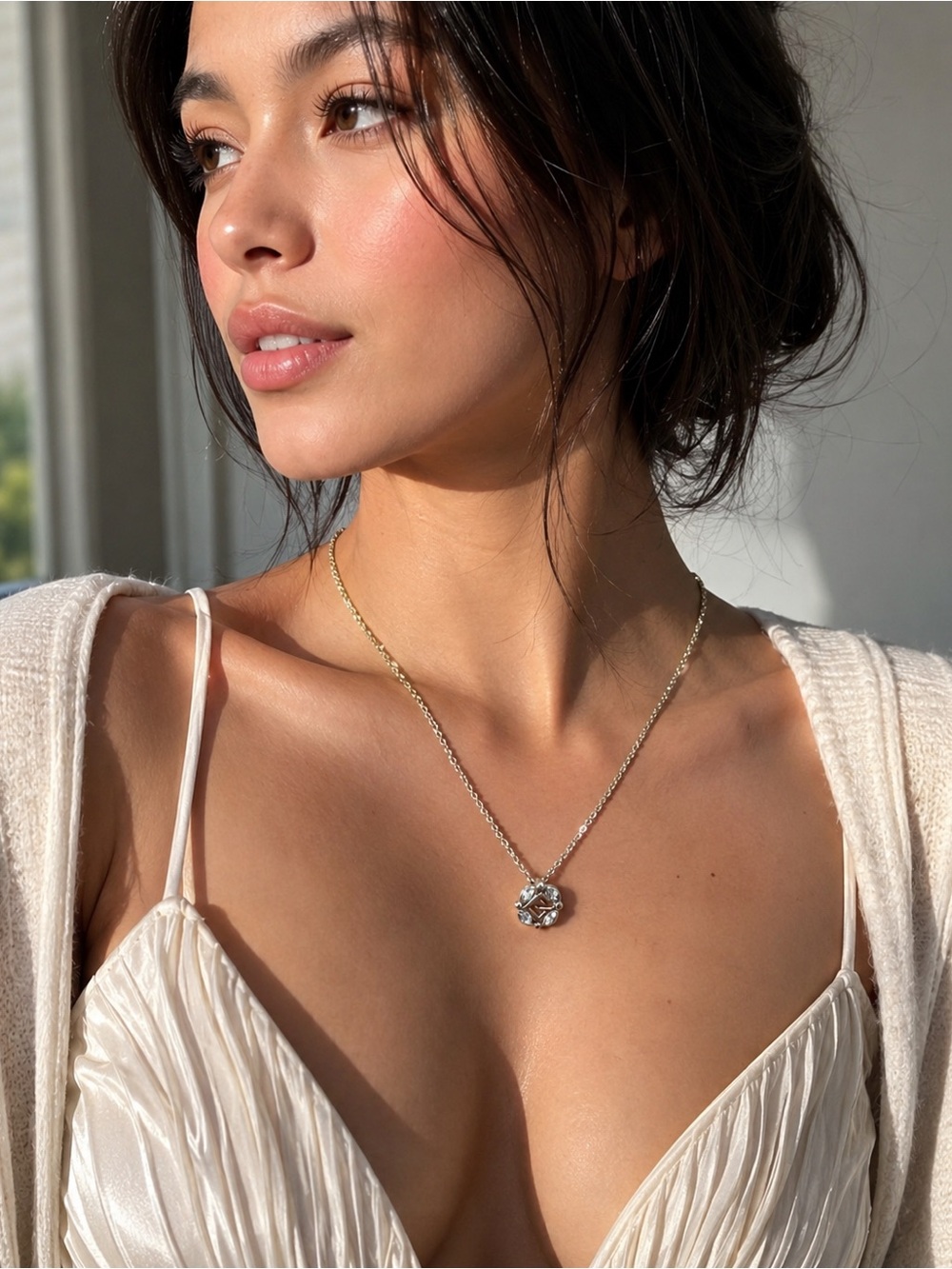 Vintage Givenchy Paris New York Rhinestone Logo Pendant Chain Necklace⁠ - Picture 6 of 6